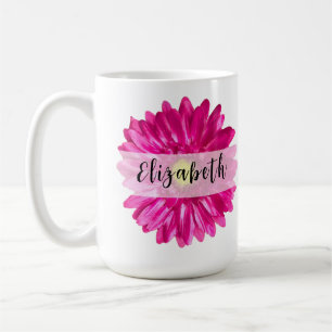Mug Joli Hot Rose Daisy Nom personnalisé et Monogramme