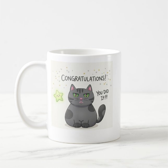Mug Joli Imprimé Esthétique de Chat Kawaii (Gauche)