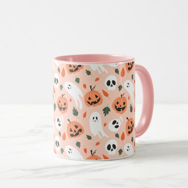 Mug Joli Jack-O-Lanterne et Motif fantôme (Devant droit)