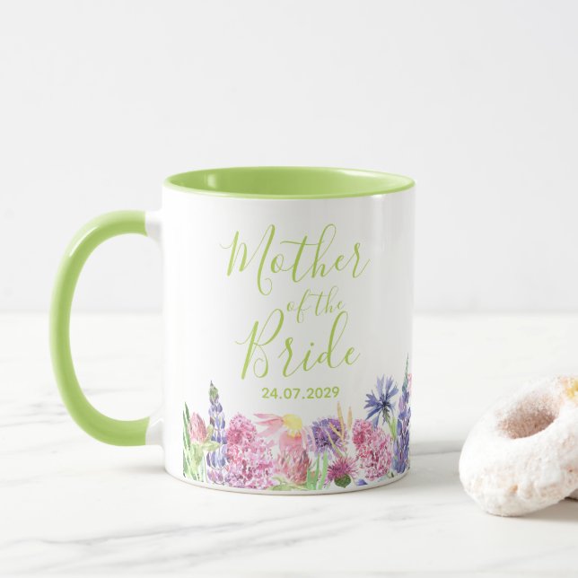 Mug Joli jardin de fleurs sauvages mère de la mariée  (Avec donut)