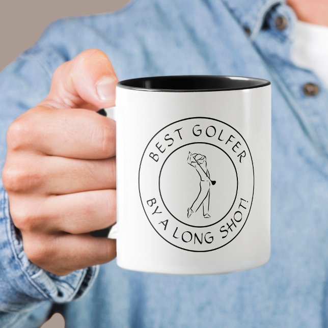Mug Joli jeu de mots Meilleur golfeur Loin devant les  (Cute Pun Best Golfer Long Shot For Him Black White Mug)