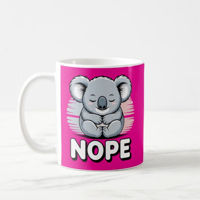Mug Joli koala endormi “Non” Dessin animé drôle (Gauche)