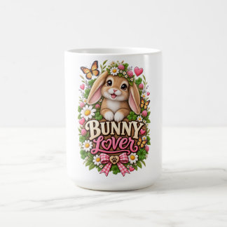 Mug Joli Lapin Amoureux Cottage Floral Jardin Lapin
