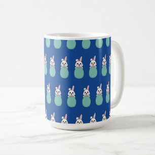 Mug Joli lapin blanc tenant Motif d'oeufs de Pâques