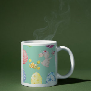 Mug Joli Lapin de Pâques aquarelle vert sauge
