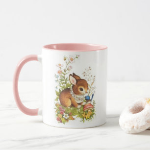 Mug Joli Lapin De Pâques Du Printemps Vintage En Fleur