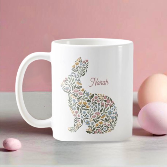 Mug Joli lapin Fleur sauvage personnalisé Pâques (Créateur téléchargé)