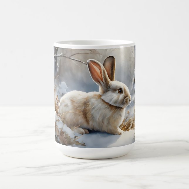 Mug Joli lapin lapin Brown et blanc dans la neige (Centre)
