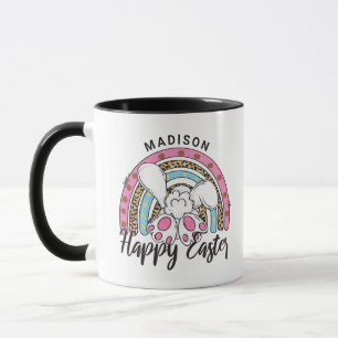 Mug Joli lapin lapin de Pâques Rainbow Ajouter un nom