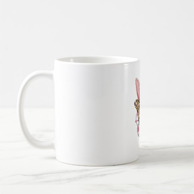 Mug Joli lapin Lapin Face Leopard Bow Girls Happy Eas (Gauche)