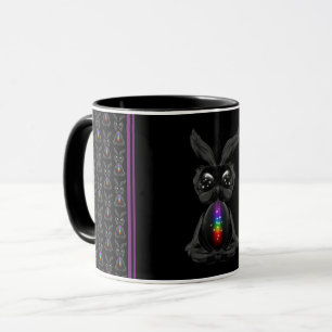 Mug Joli lapin noir avec Soul arc-en-ciel Chakra