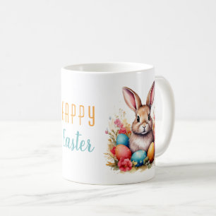 Mug Joli Lapin Oeufs Colorés Fleurs Joyeuses Pâques