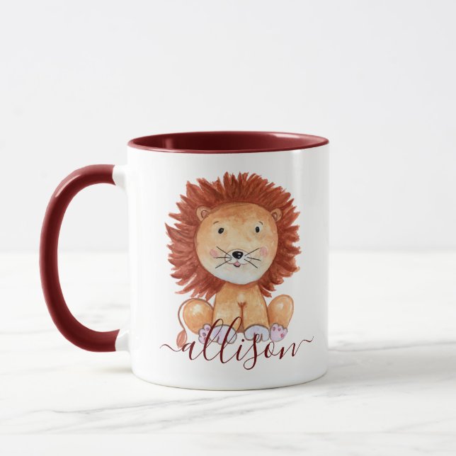 Mug Joli lion dessiné à la main enfants personnalisés (Gauche)