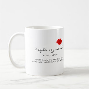 Mug joli maquillage-peintre rouge lèvres blanc