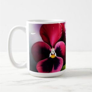 Mug Joli marron noir rouge pansies aquarelle peinture