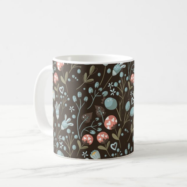 Mug Joli modèle floral fille bleu (Devant gauche)