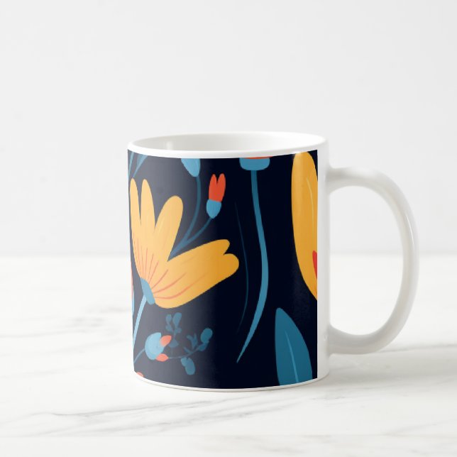 Mug Joli modèle floral noir féminin (Droite)