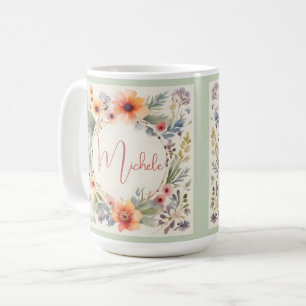 Mug Joli monogramme d'aquarelle florale