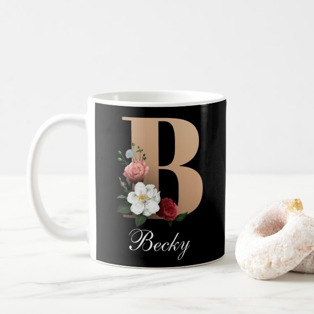 Mug Joli Monogramme Floral B MODÈLE (Avec donut)