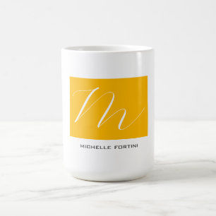 Mug Joli Monogramme Jaune Blanc Moderne Plaine