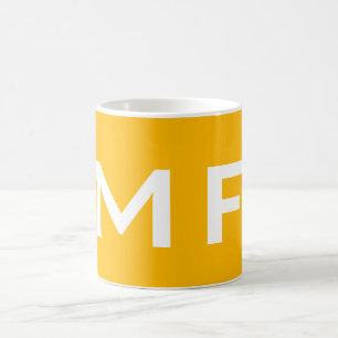 Mug Joli Monogramme Jaune Blanc Moderne Plaine