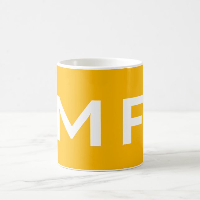 Mug Joli Monogramme Jaune Blanc Moderne Plaine (Centre)