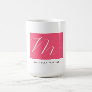 Mug Joli Monogramme rose blanc moderne