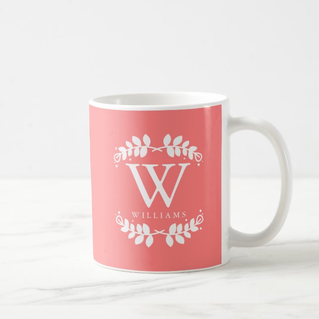 Mug Joli monogramme rose corail (Droite)