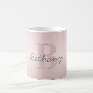 Mug Joli Monogramme rose personnalisable et votre nom 