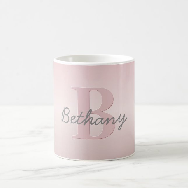 Mug Joli Monogramme rose personnalisable et votre nom  (Centre)