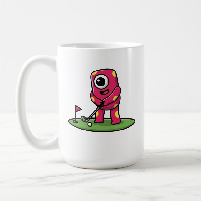 Mug Joli monstre rose borgne jouant au golf dans un de (Gauche)