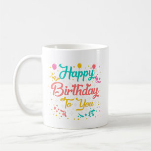 Mug Joli mot art d'anniversaire ajouter monogramme