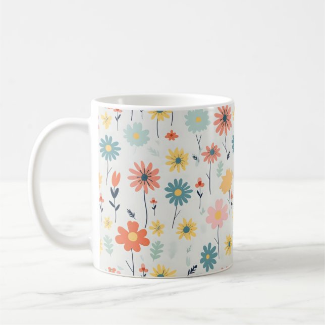Mug Joli Motif à fleurs colorées (Gauche)