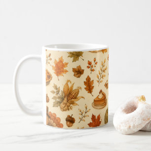 Mug Joli motif aquarelle de Thanksgiving avec des dind