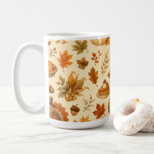 Mug Joli motif aquarelle de Thanksgiving avec des dind