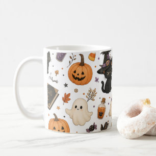 Mug Joli motif aquarelle Halloween avec des chats noir