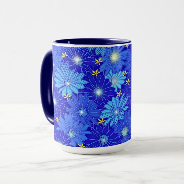 Mug Joli Motif Blue Daisy (Devant gauche)