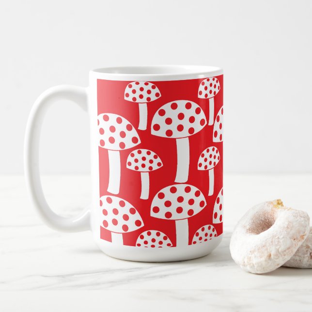 Mug Joli motif de champignon rouge et blanc (Avec donut)