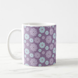 Mug Joli motif de fleurs violet lilas et bleu