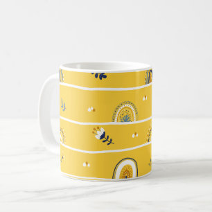 Mug Joli Motif fleuri jaune arc-en-ciel