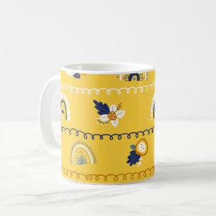 Mug Joli Motif fleuri jaune arc-en-ciel