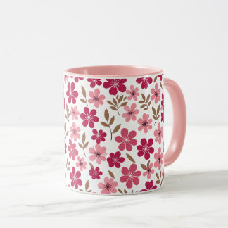 Mug Joli motif floral à deux tons de fleurs de cerisie