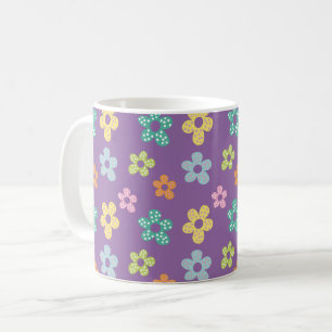 Mug Joli motif floral à pois violet