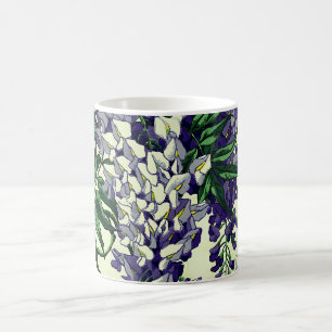 Mug Joli motif floral de fleur de glycine bleue vintag