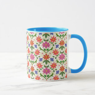 Mug Joli motif floral et Pois sur Ecru