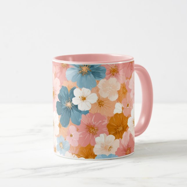 Mug Joli motif floral pastel (Devant droit)