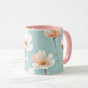 Mug Joli motif floral Pastel, généré par l'IA,