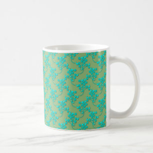 Mug Joli motif floral sarcelle sur fond vert