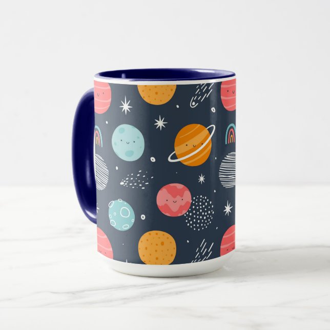 Mug Joli Motif Planète Souriante (Devant gauche)