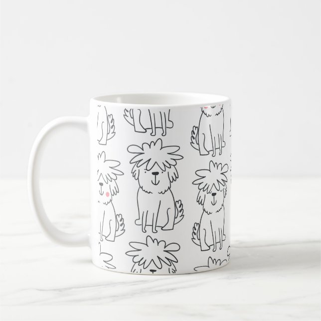 Mug Joli motif sans couture à main avec mignon doodé f (Gauche)